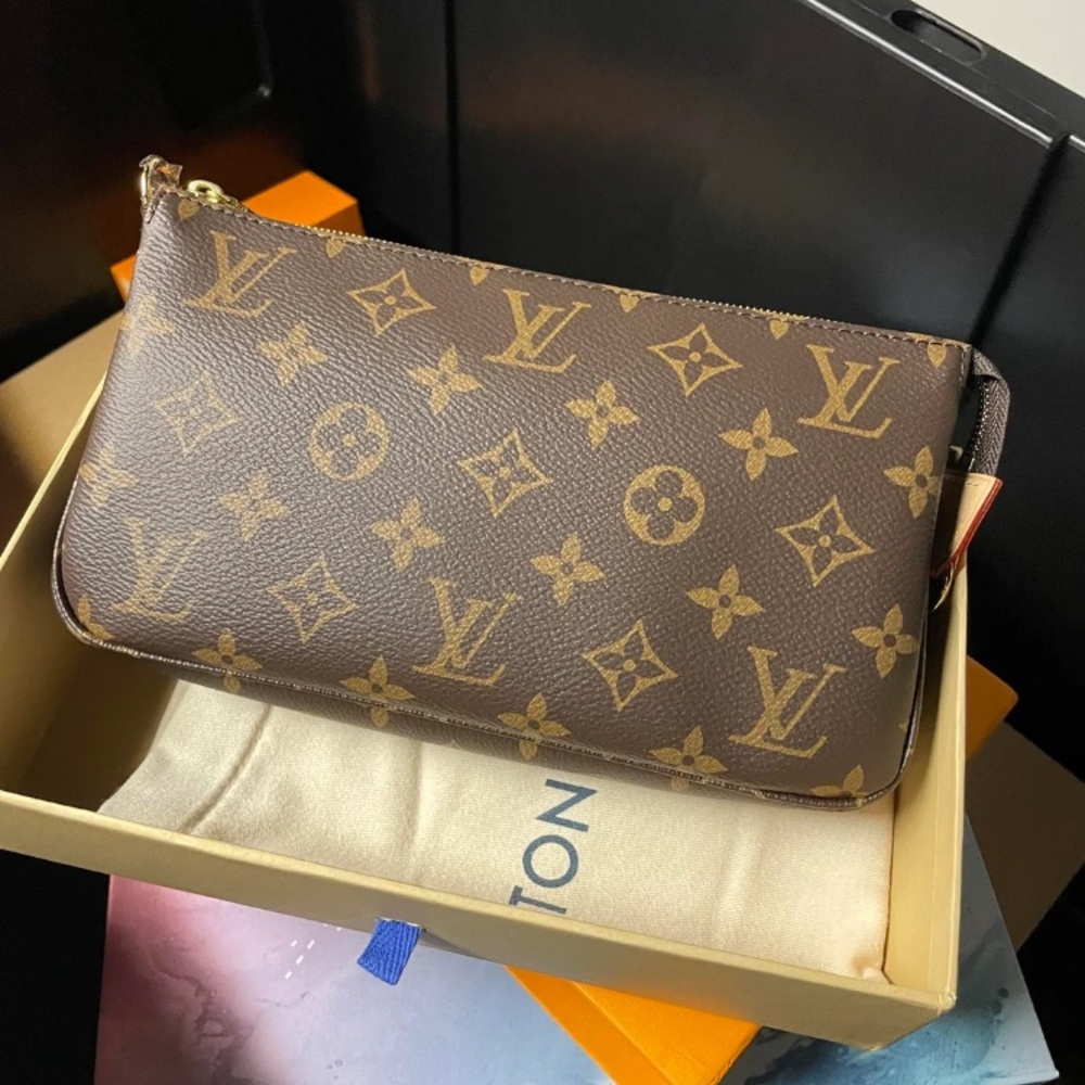 Louis Vuitton Brown and Gold Monogram Pouchette